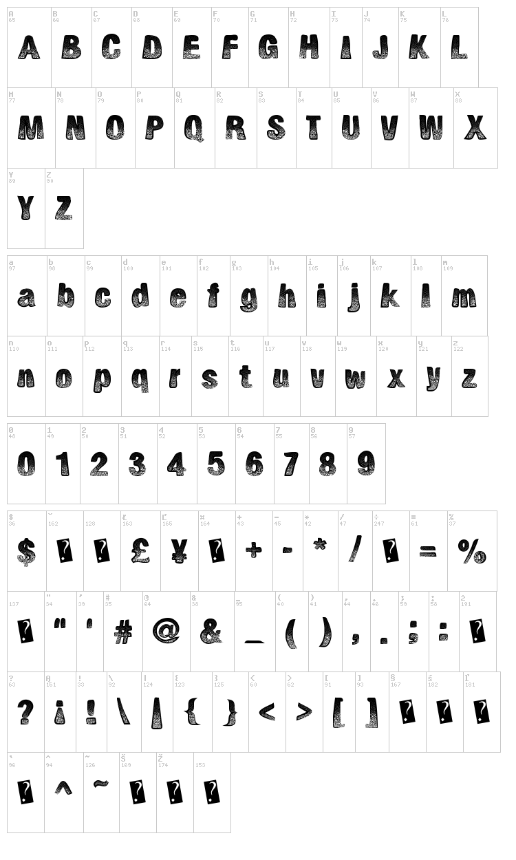 Big Print font map