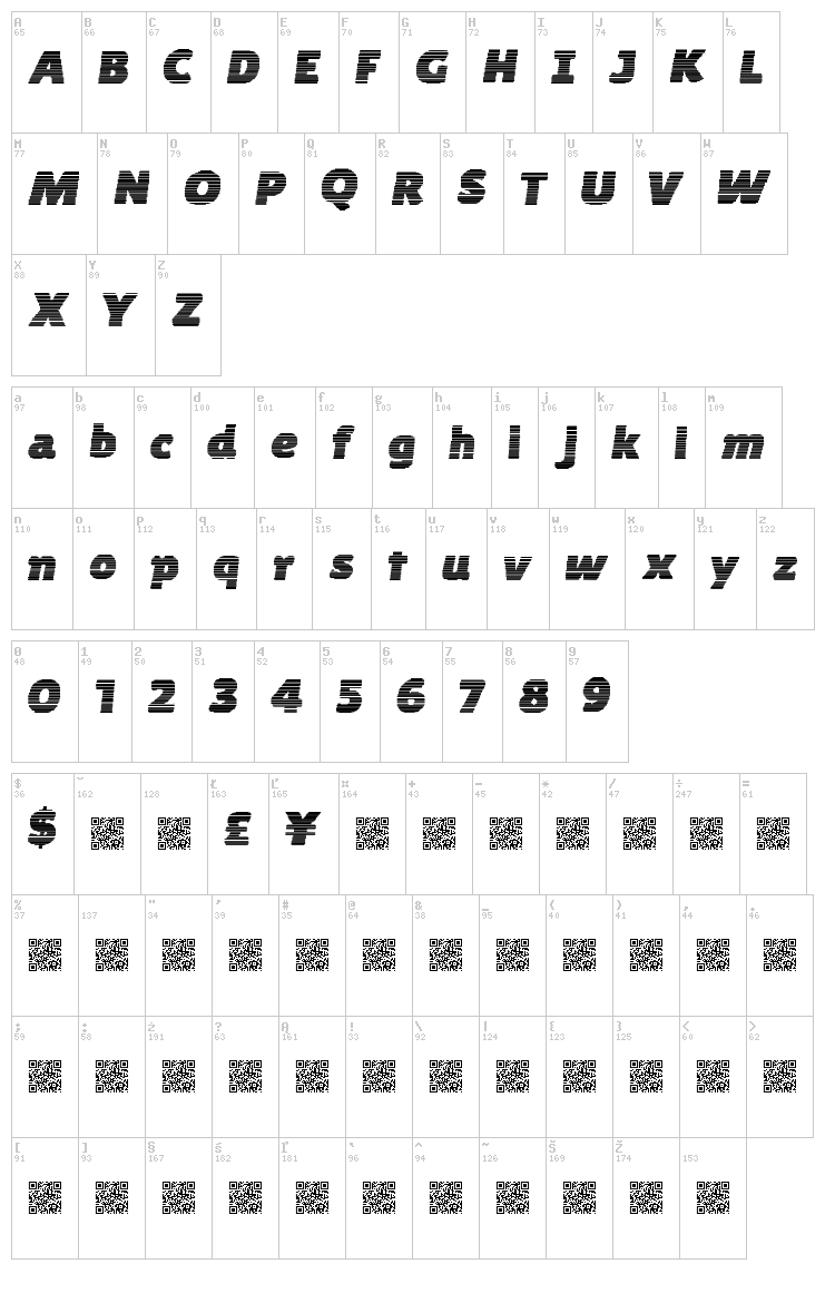 Byte Shades font map
