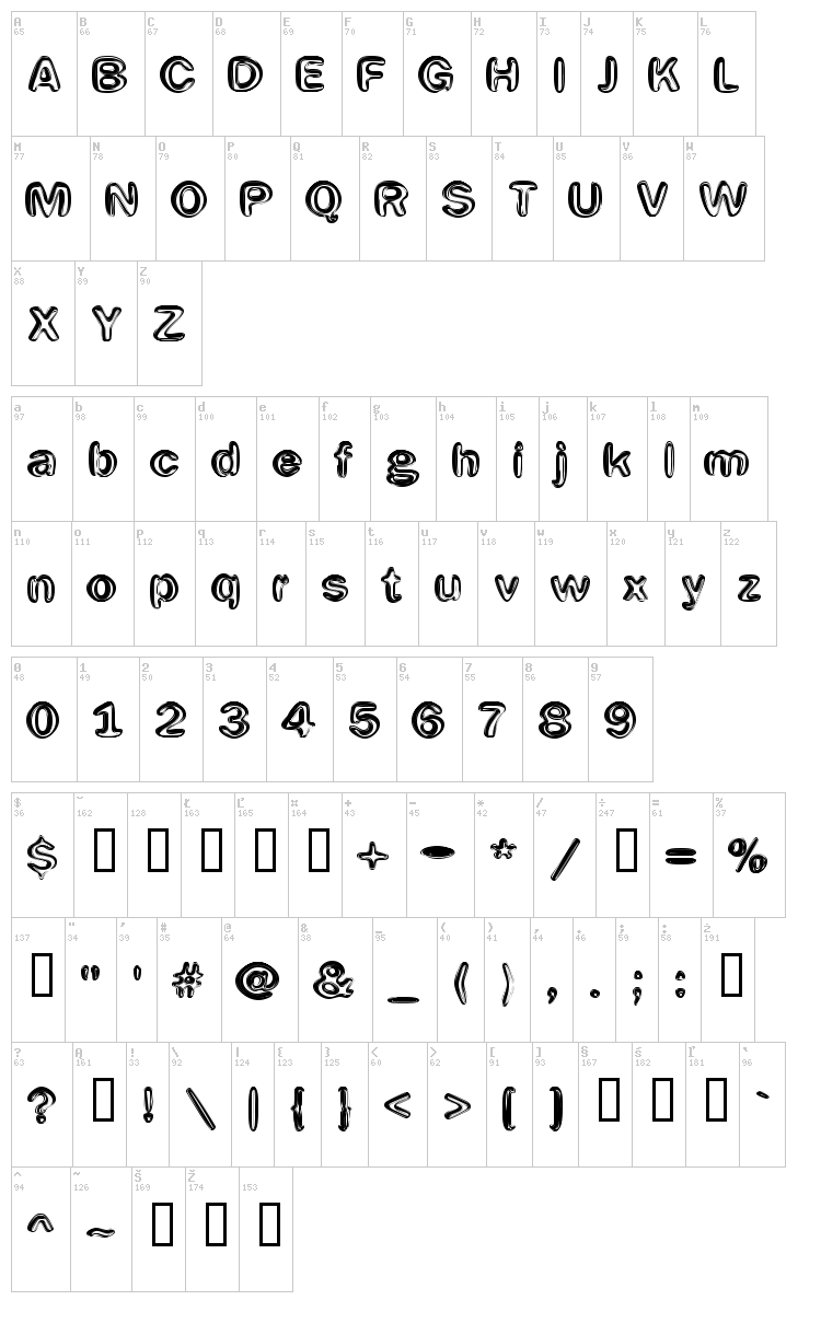 Efentine font map
