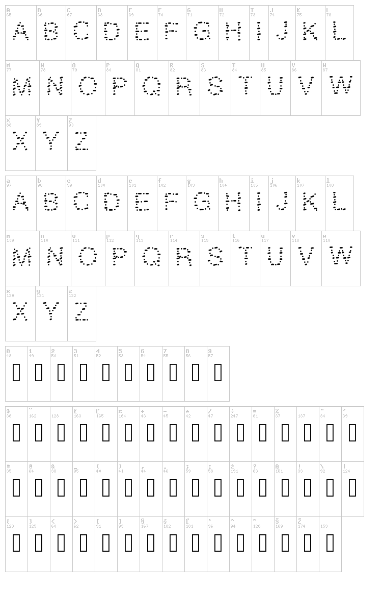 Gaelle Number 9 font map