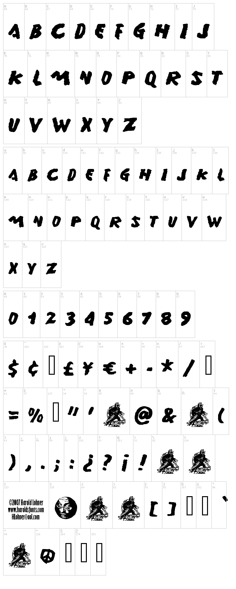 Gamera font map