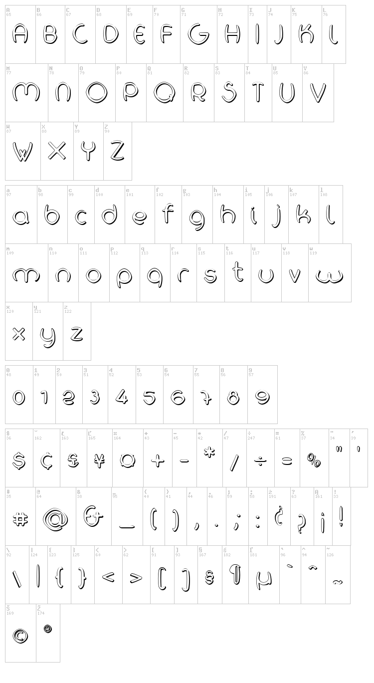 H2O Shadow font map