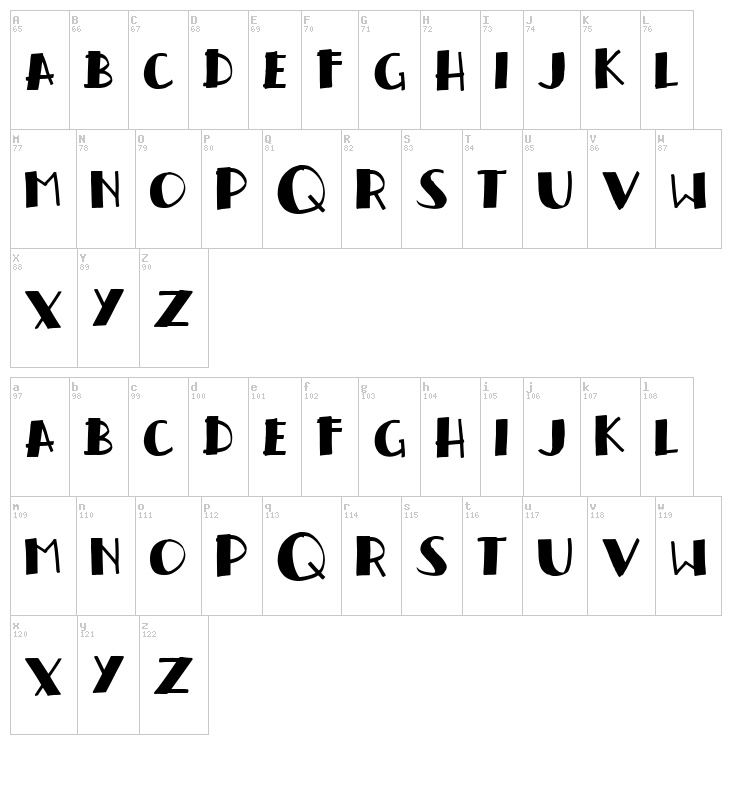 Handrelief font map