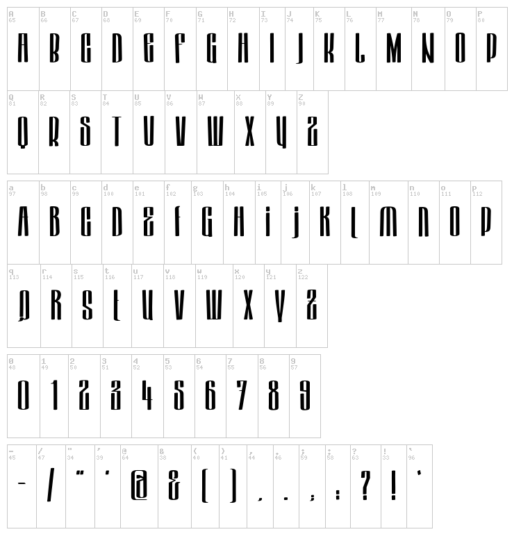Hektor font map