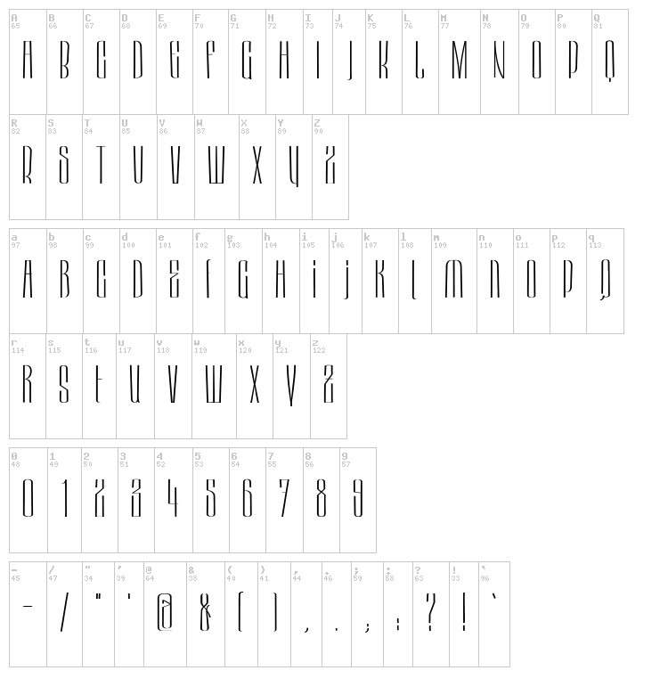 Hektor font map