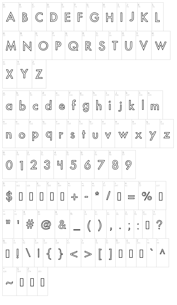 KB Out Of Towner font map