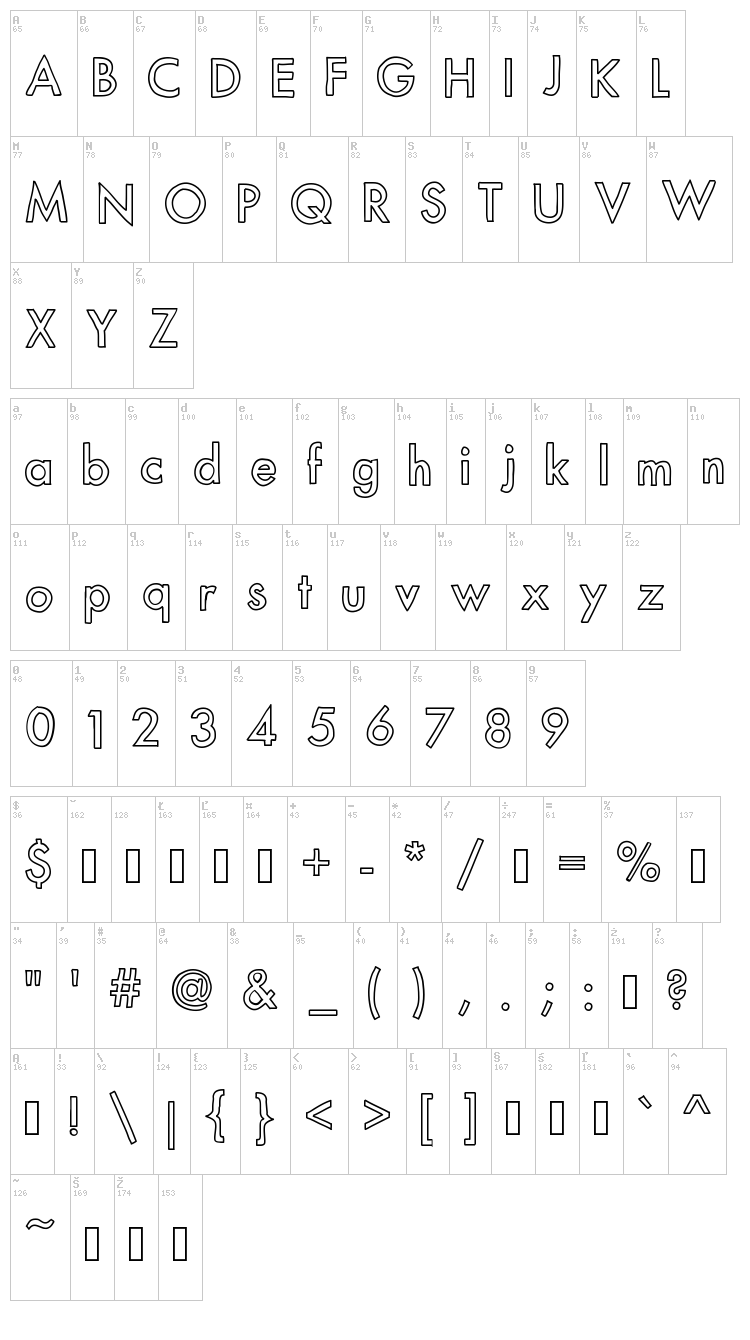 Mix Modern font map