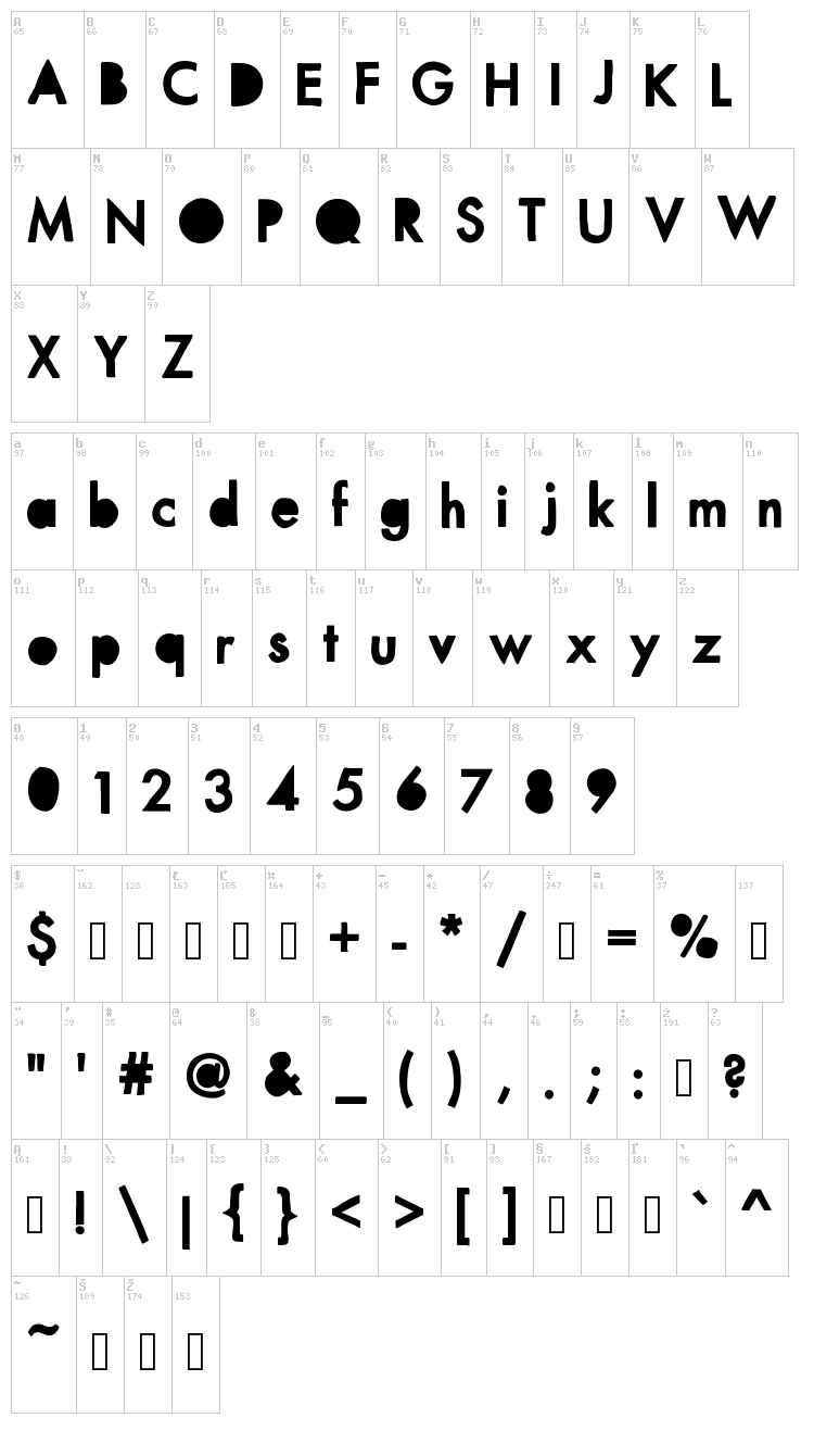 Mix Punch Out font map