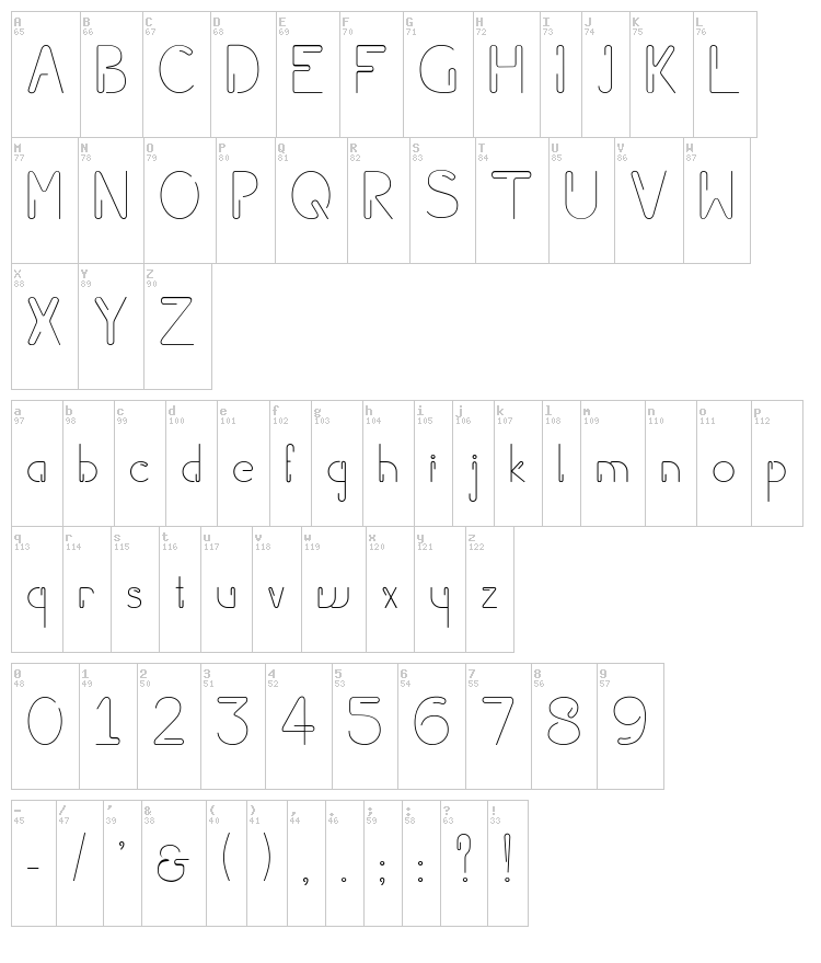 Paper Clip font map