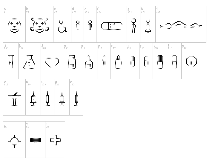 Pharma Care font map