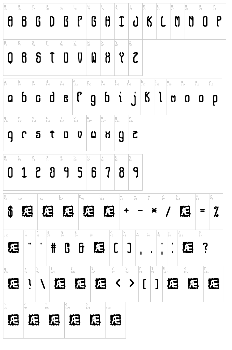 Queasy BRK font map