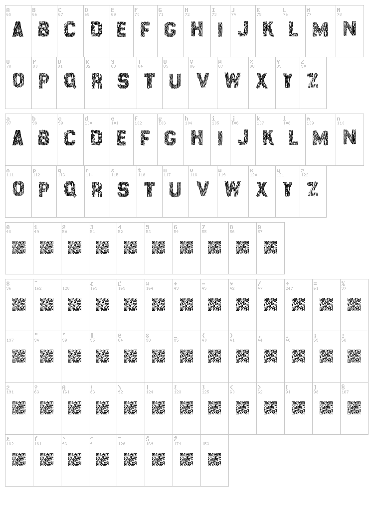 Surf Point font map