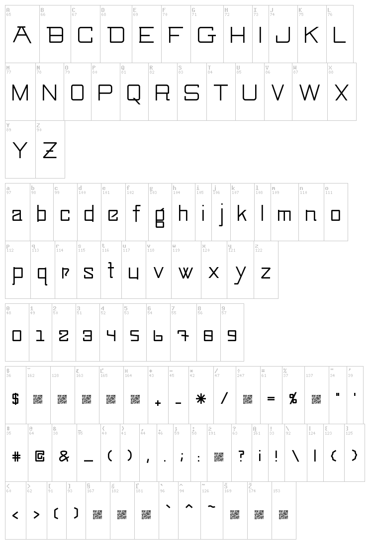 Swingarm Yori font map