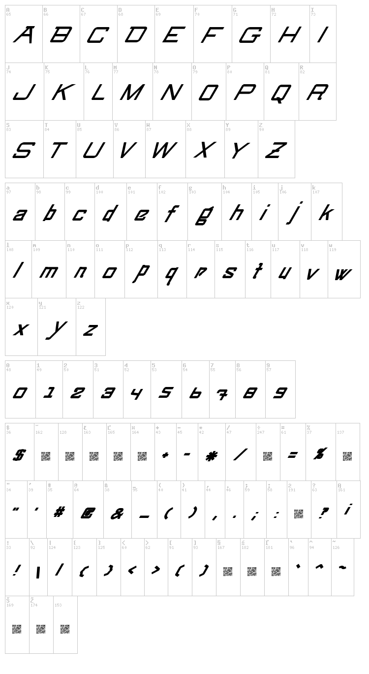 Swingarm Yori font map