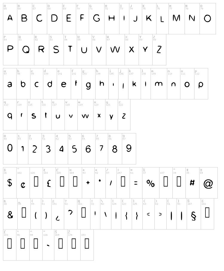 UpDown font map