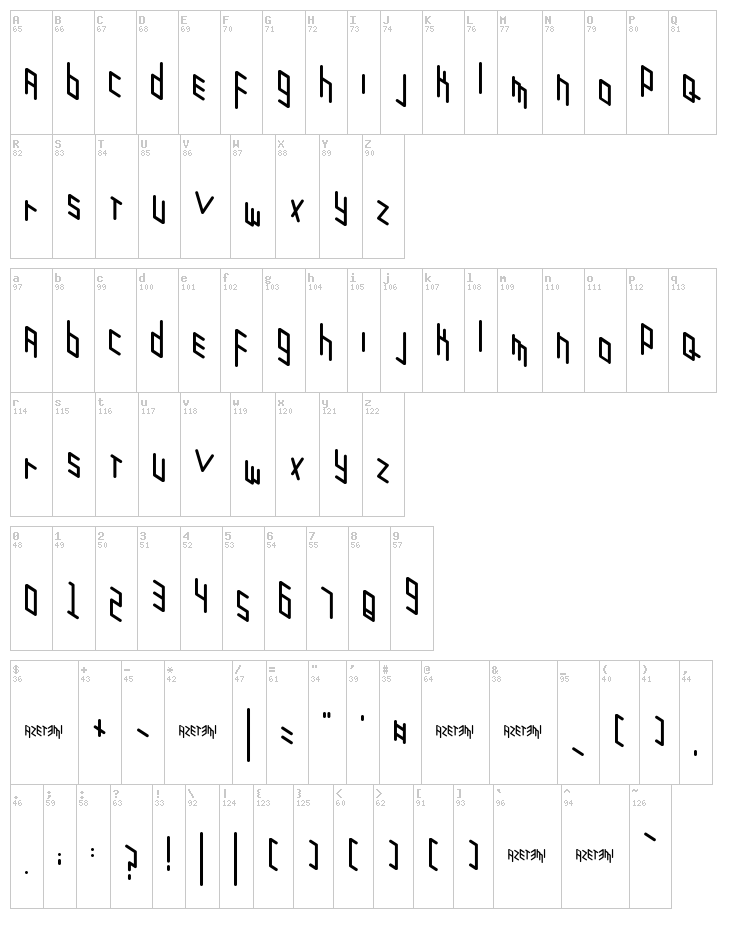 Zigzagzug font map