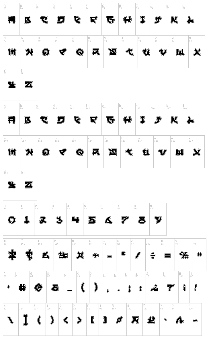 Yama Moto font map