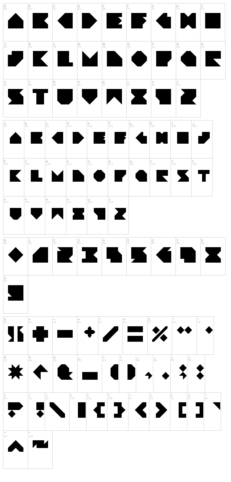 Angleblock font map