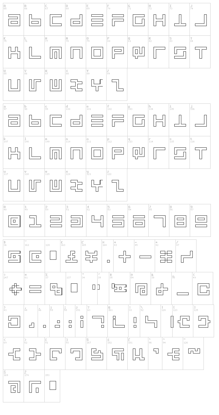Atari 1 font map