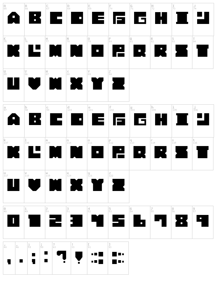 Bonko Bloks font map
