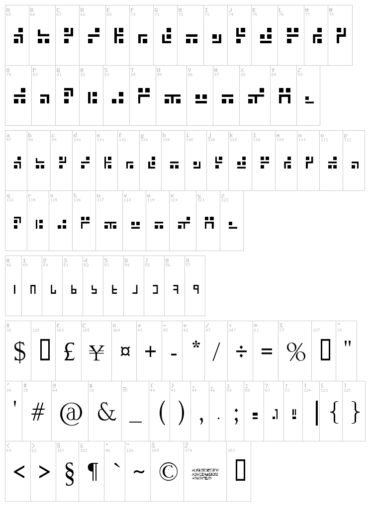 Exabic font map