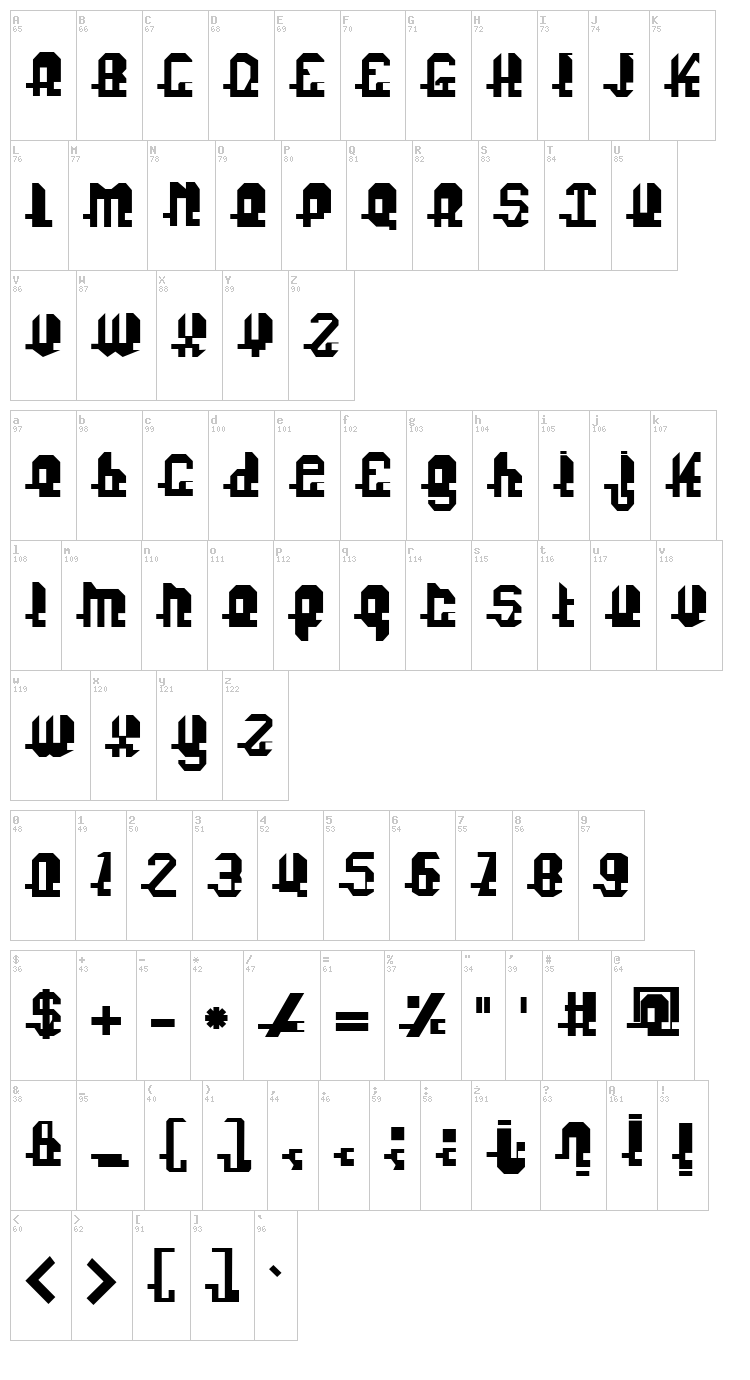 Fonuzzle font map