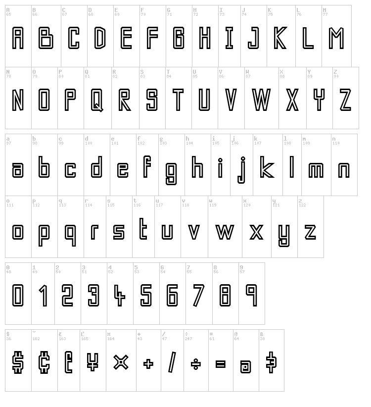 Kaberet font map