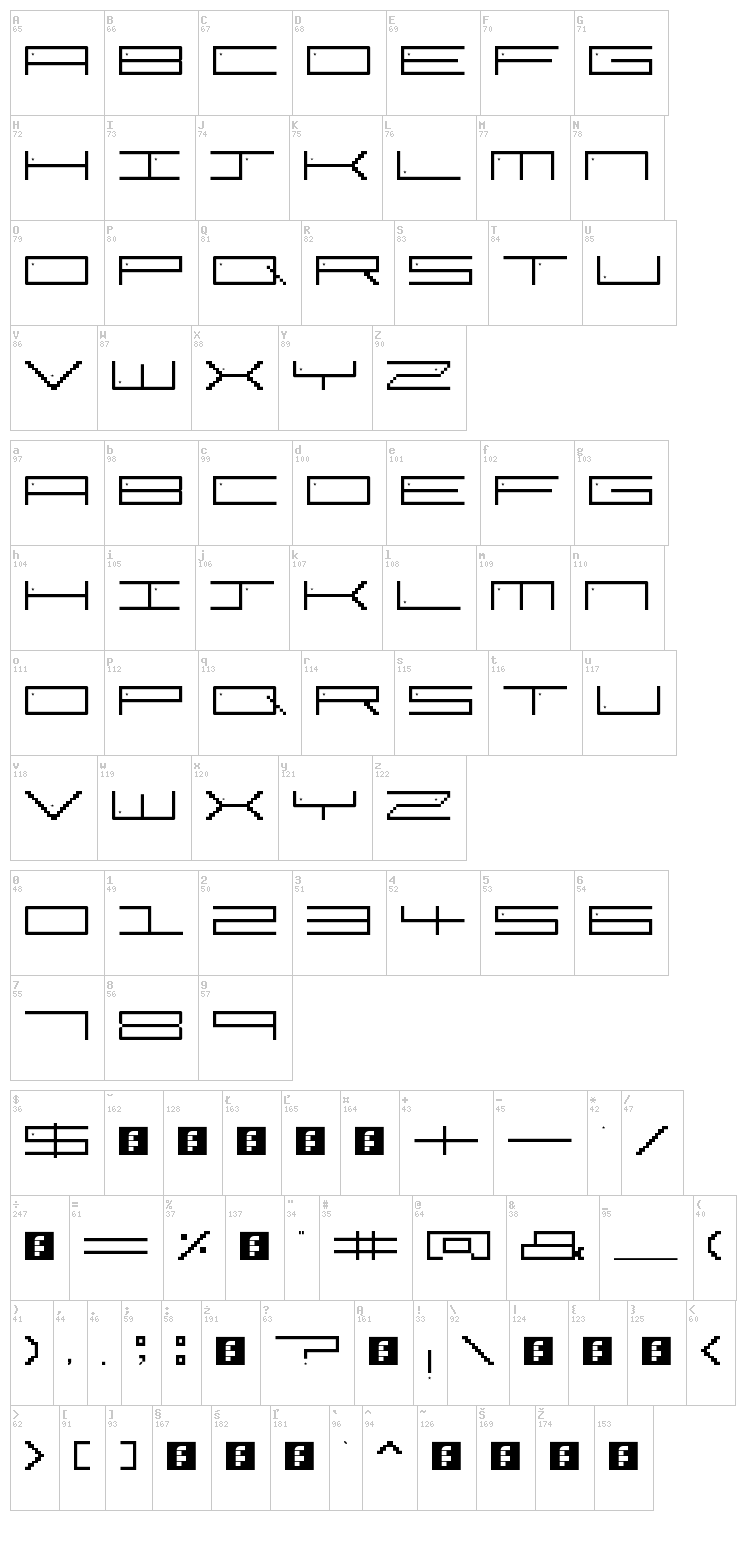 Pixel Star font map