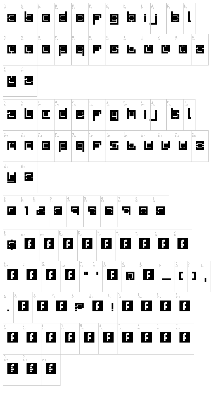 Quadro font map