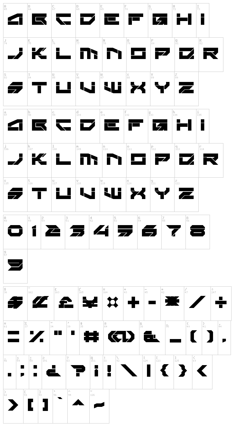 Rektec font map