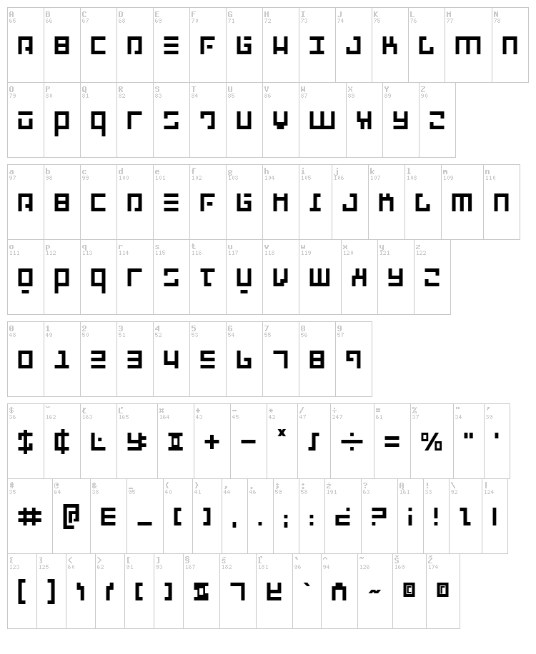 Repulsor font map