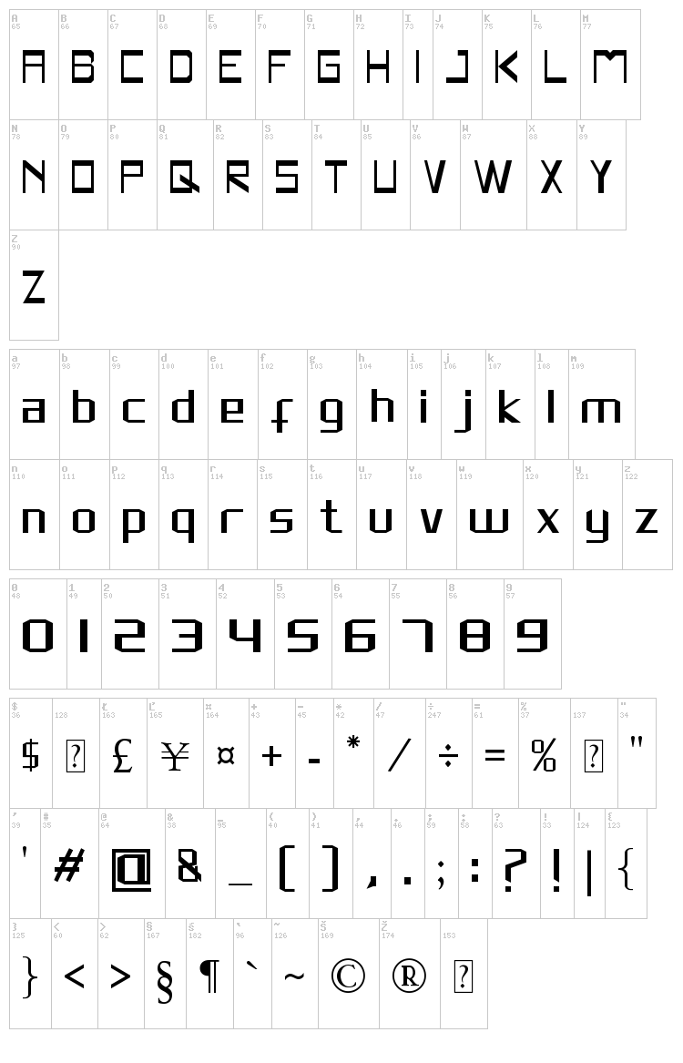 Rivesquare font map