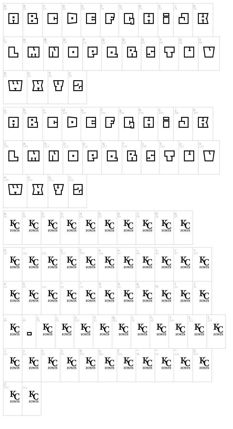 Square Flo font map