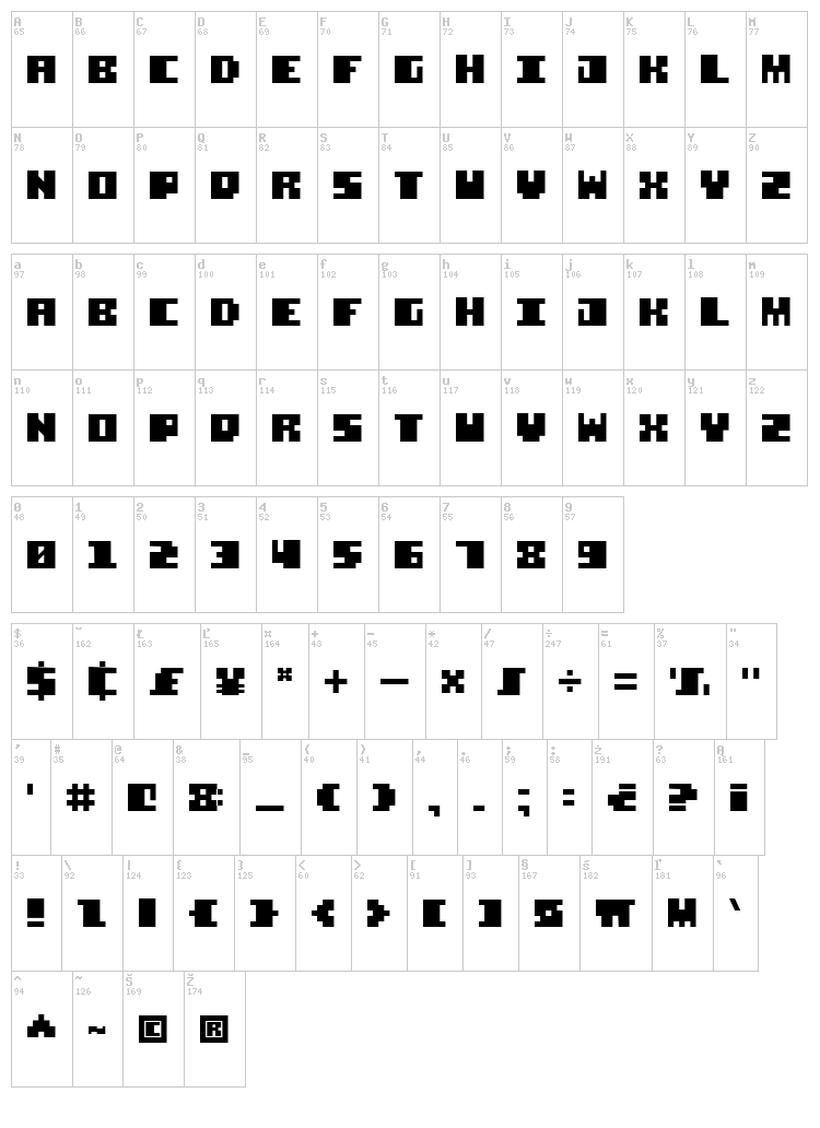 Square Stone-7 font map