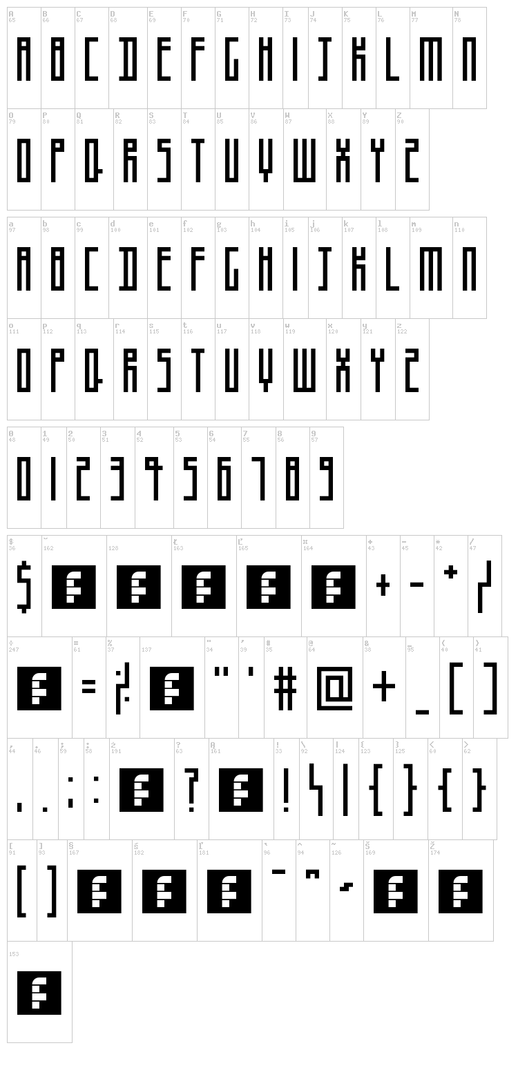 Thinman font map