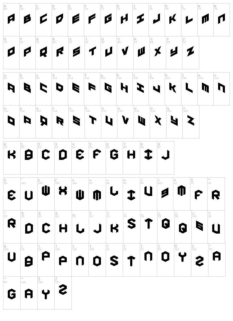 Yay Usa font map