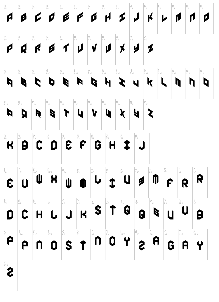 Yay Usa font map