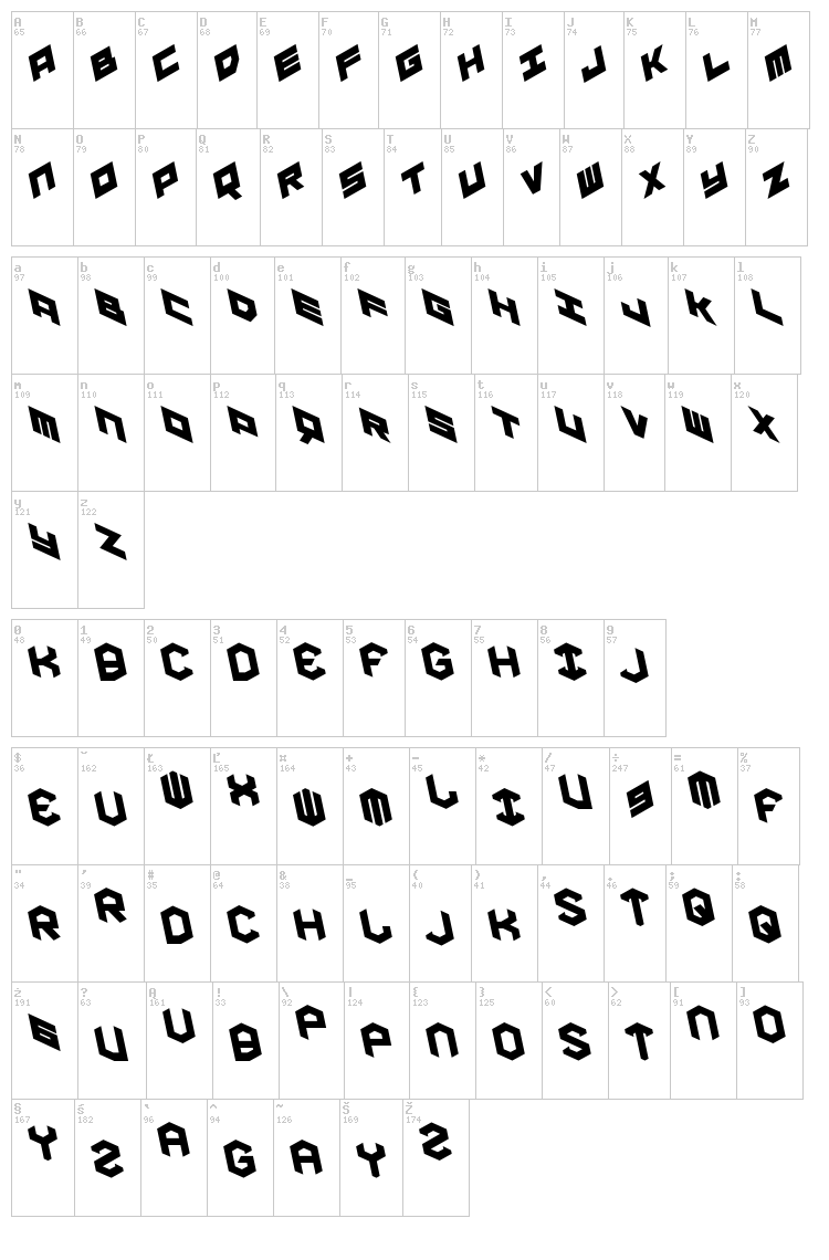 Yay Usa font map
