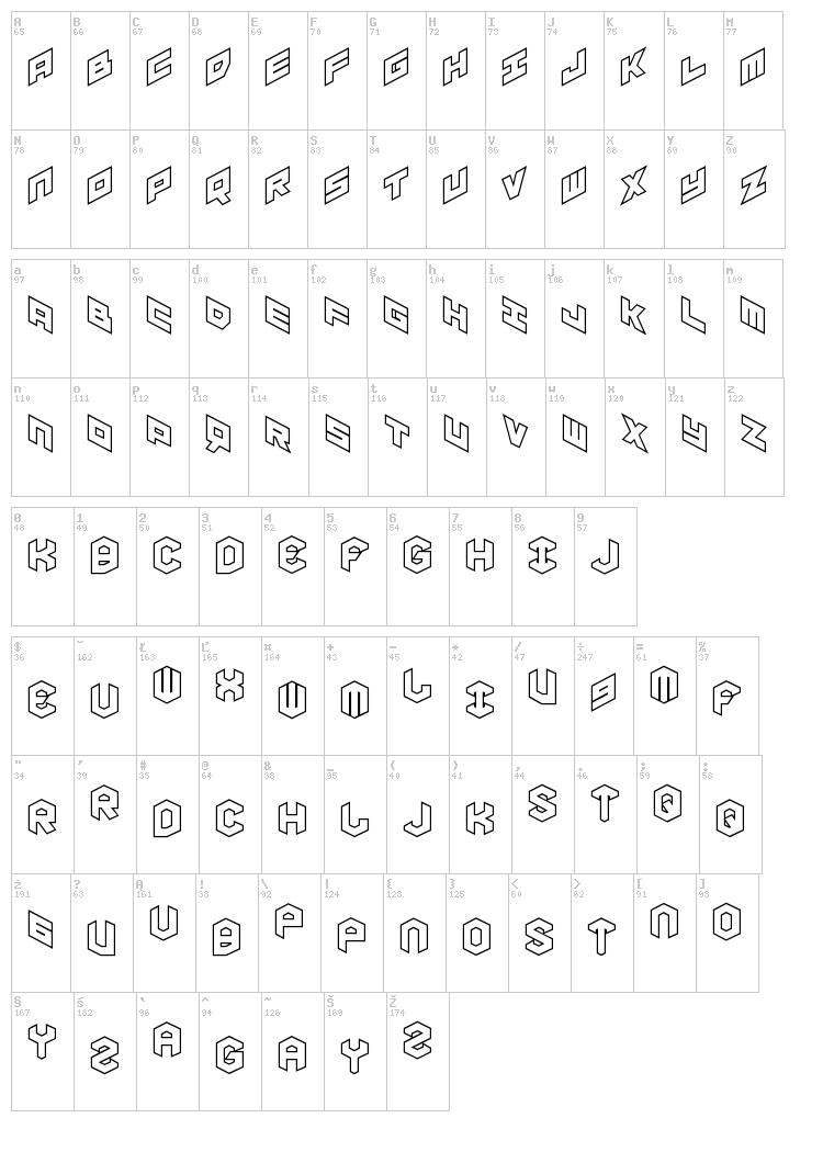 Yay Usa font map