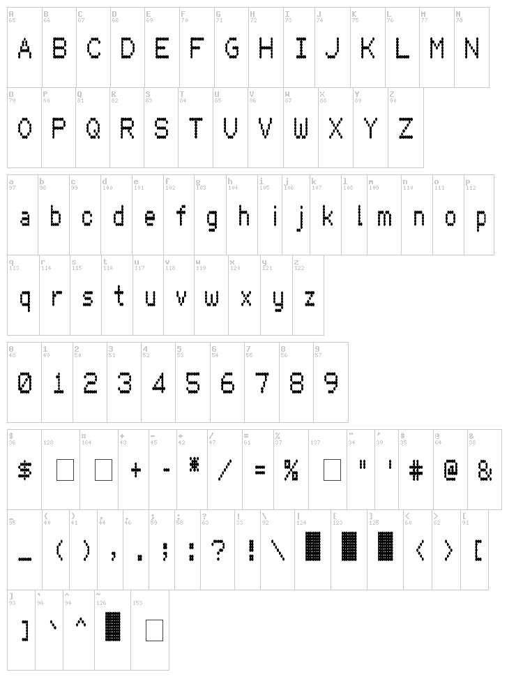 Hydrogen Type font map
