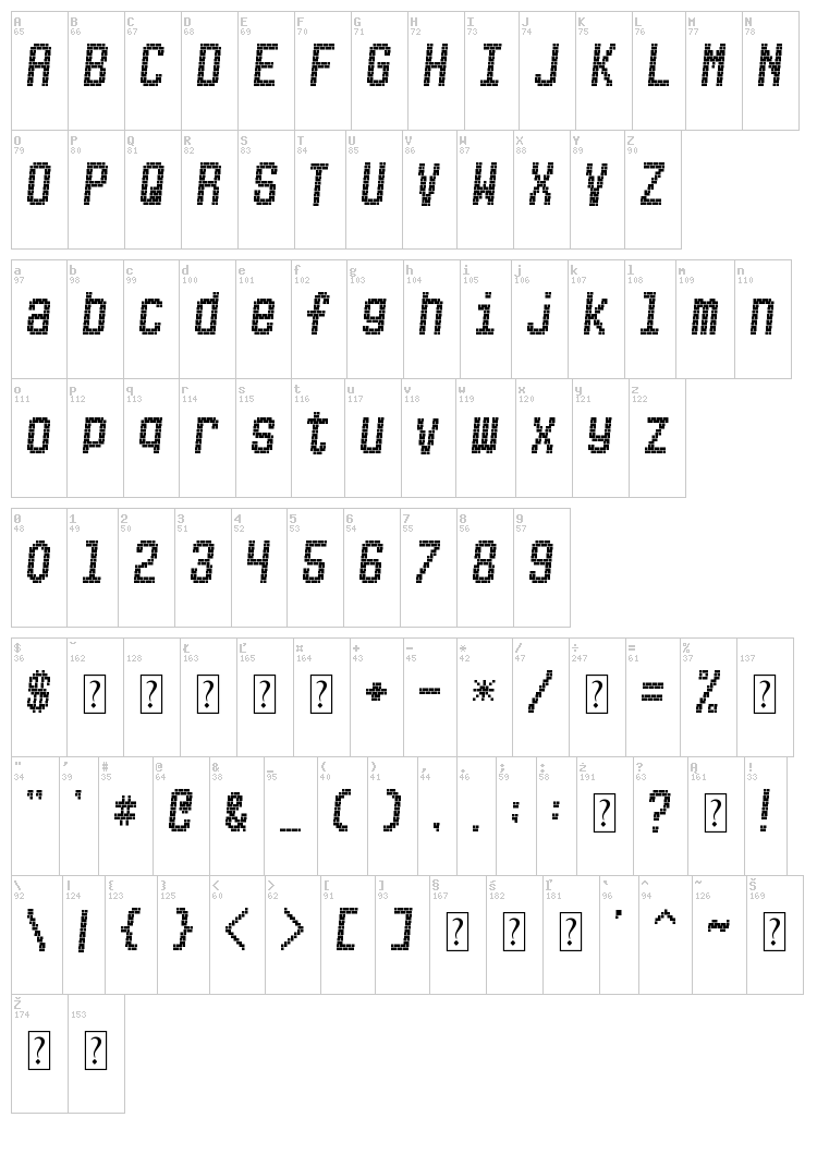 Picksuhl font map
