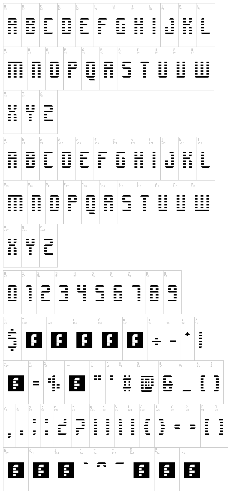 Retrosynthwave font map