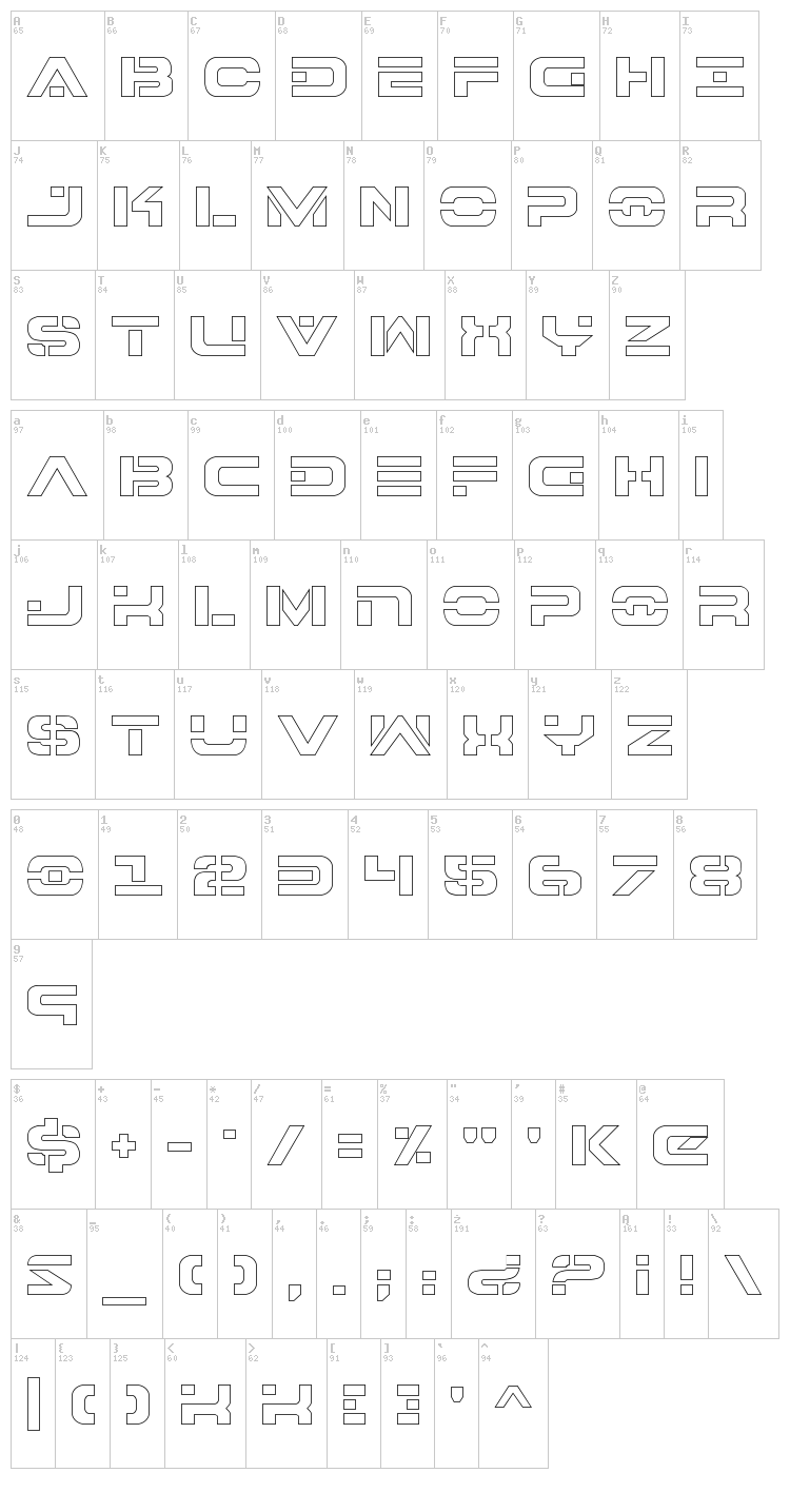 7th Service font map