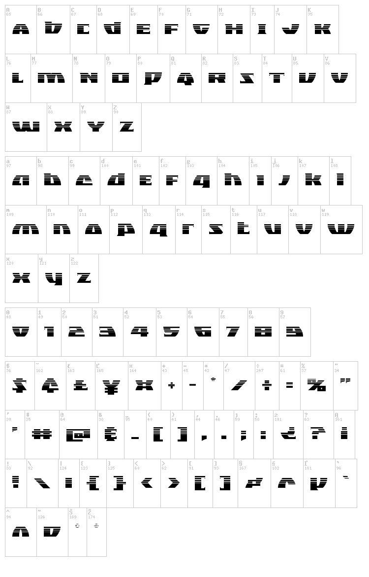 Black Bishop font map