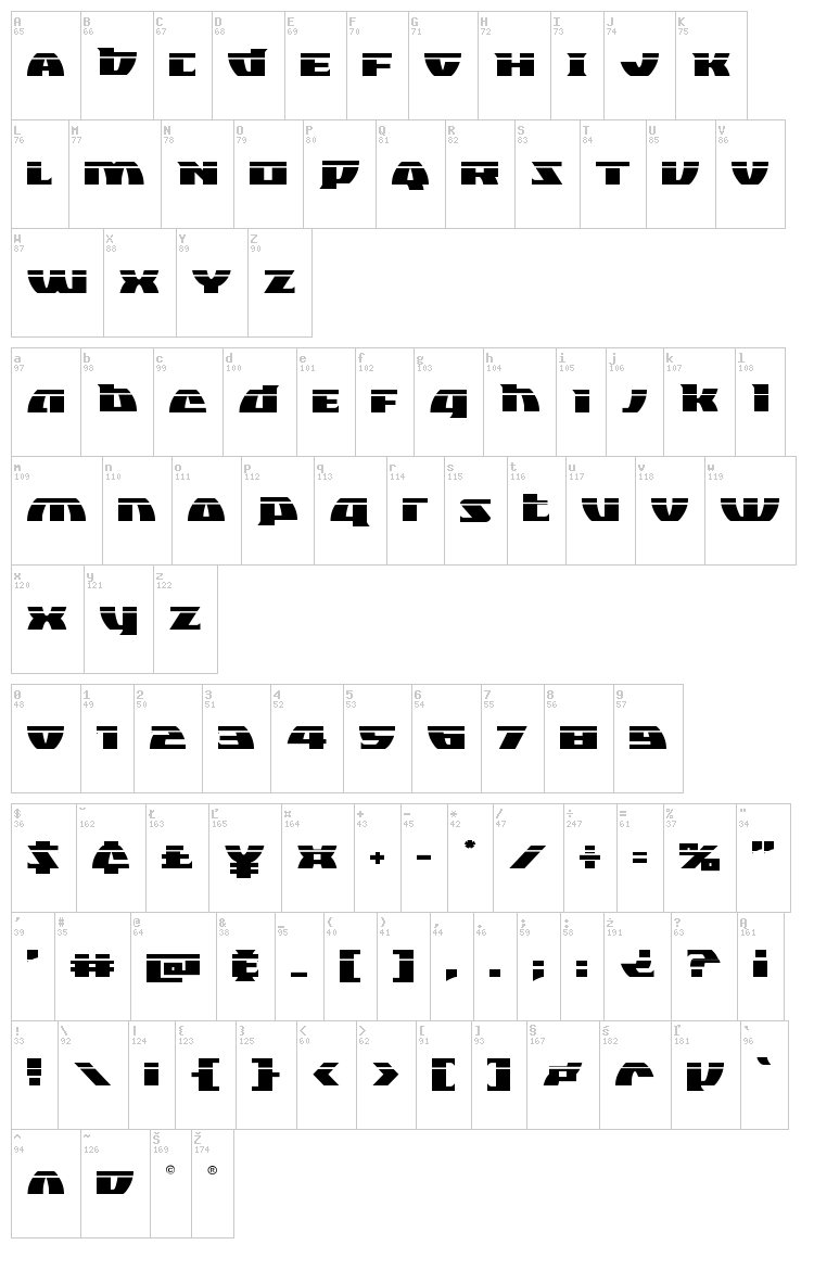 Black Bishop font map