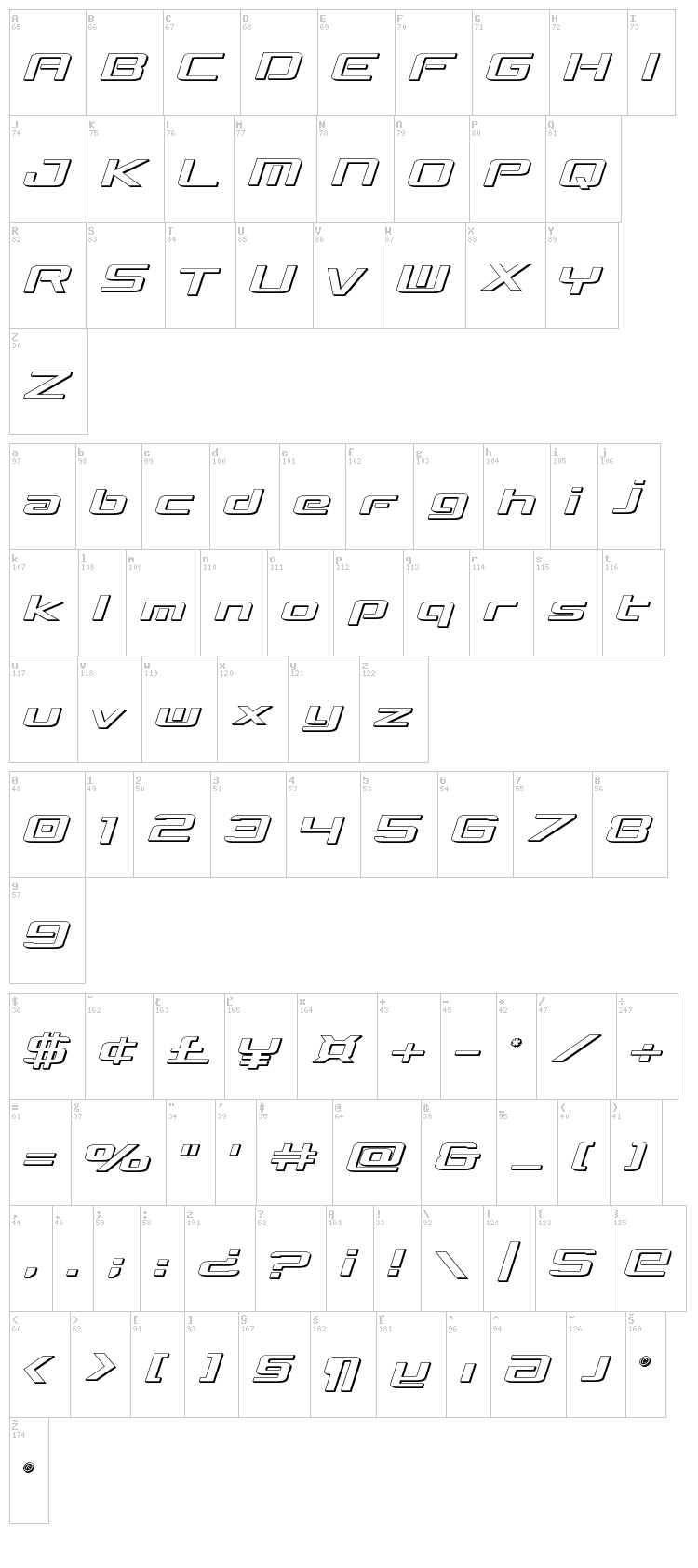 Concielian Break font map