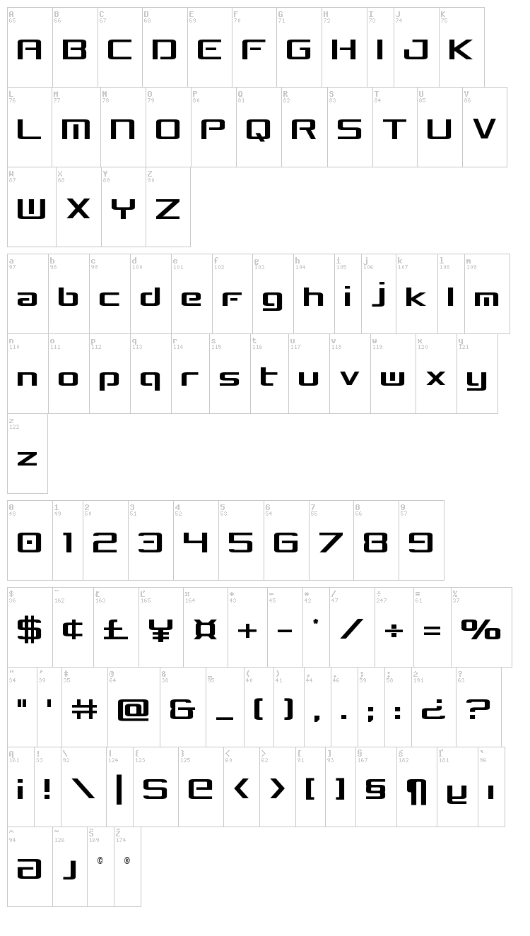 Concielian Break font map
