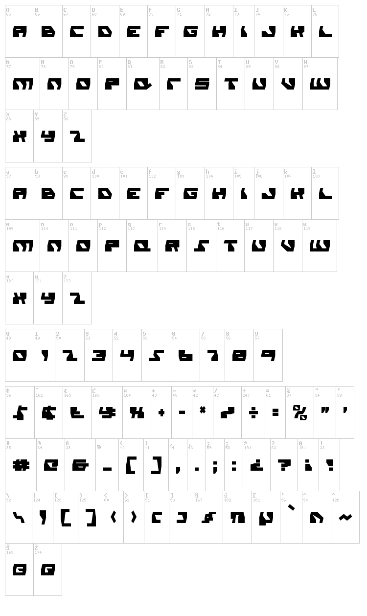 Daedalus font map