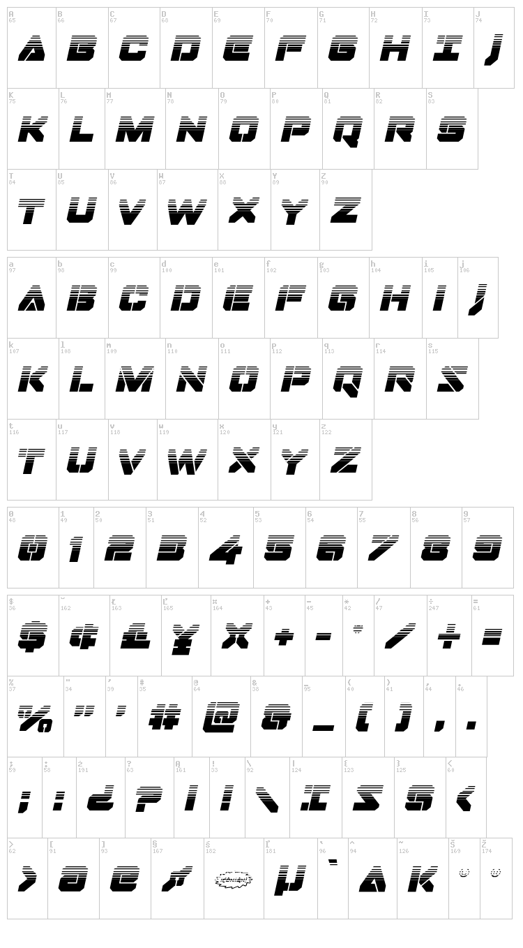Domino Jack font map