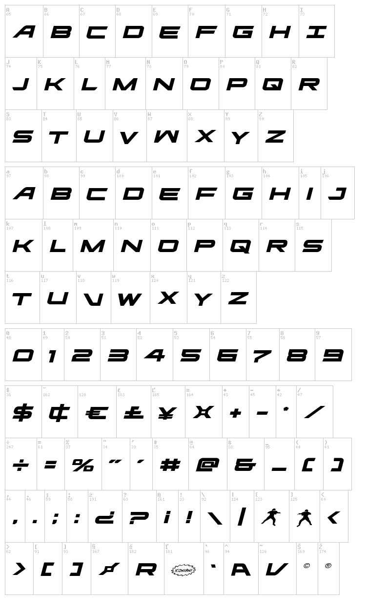 Ghost Clan font map
